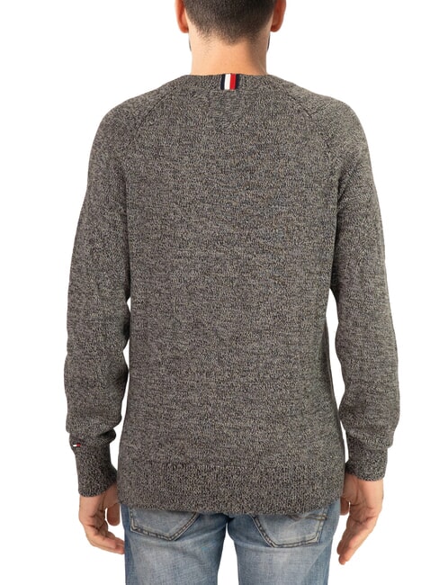 TH Pulover din bumbac cu guler rotund și broderie cu logo negru / gri mediu htr - Pulovere pentru bărbați