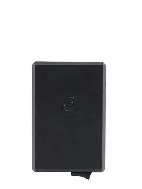 BLACK SQUARE Portcard din piele și aluminiu PIELE - Portofele bărbați