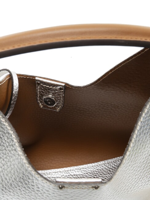 AURORA L Geantă de mână, cu curea de umăr caramel argintiu - Genți femei