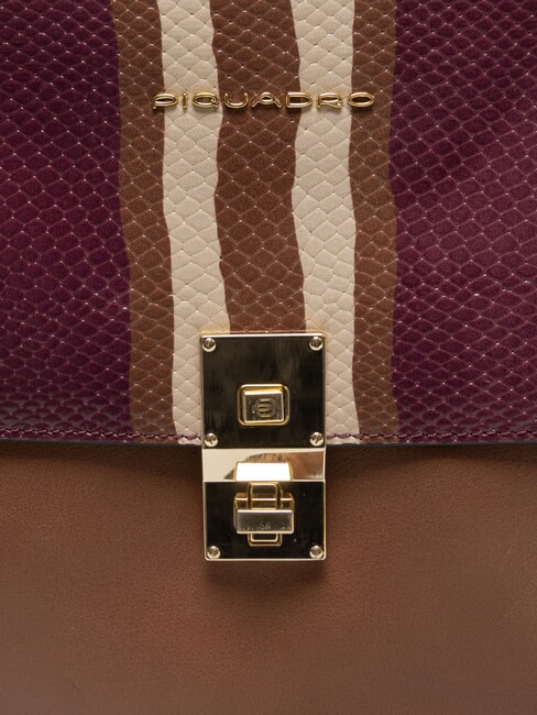 CAMPIONARIO - DAFNE Servietă din piele maro/vișiniu/bej - Serviete birou