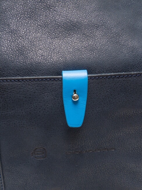 CAMPIONARIO - SARTORIA 2 Geantă mare de voiaj din piele cu curea de umăr albastru/pitti - Genți de voiaj