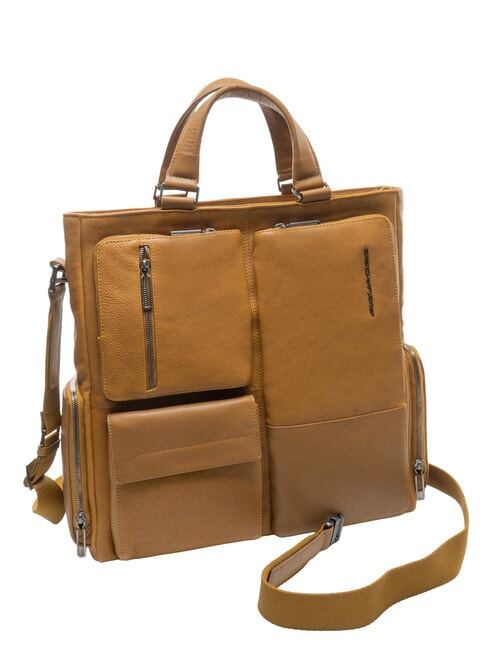 CAMPIONARIO - RONNIE Suport PC din piele Bora galben - Genți femei