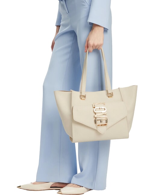 LOVEBUG Geantă de cumpărături de umăr cu buzunar fildeş - Genți femei