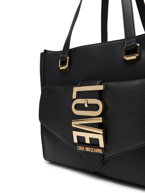 LOVEBUG Geantă de cumpărături de umăr cu buzunar negru - Genți femei