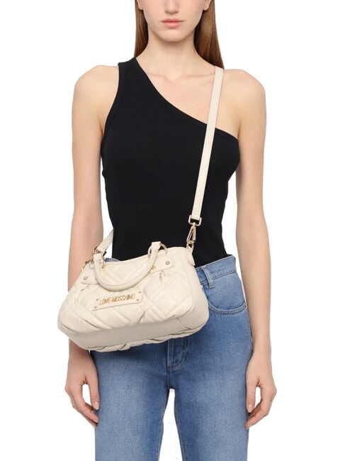 QUILTED Geantă de mână cu curea de umăr fildeş - Genți femei