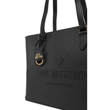 LOVE MOSCHINO LOVE EMBOSSED Geantă de cumpărături de umăr negru - Genți femei - 3