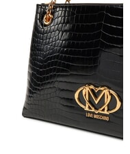 LOVE MOSCHINO SHINY CROCO Geantă de cumpărături de umăr crocus negru - Genți femei - 3