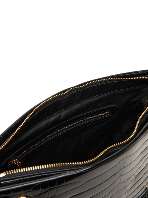 SHINY CROCO Geantă de cumpărături de umăr crocus negru - Genți femei