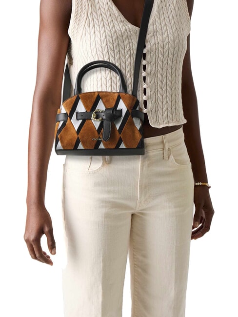 SABINE Geantă de mână, cu curea de umăr BLOSSOM / NOIR - Genți femei