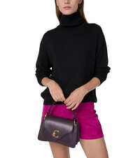 COCCINELLE C-ME CALF COCKER Geanta mica din piele cu bareta de umar prune - Genți femei - 5