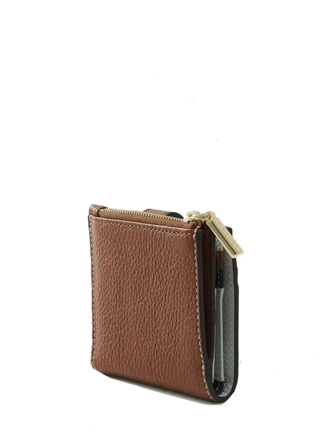 METALLIC TRICOLOR Portofel mini din piele ciocănită zăpadă/coniac/negru - Portofele femei