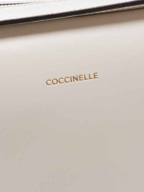 MALETA CALF Geantă de mână din piele cu curea de umăr alb - Genți femei