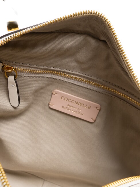 MALETA CALF Geantă de mână din piele cu curea de umăr alb - Genți femei