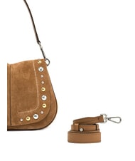 GIANNI CHIARINI HELENA ROUND Geantă cu dublă funcție din piele întoarsă caramel - Genți femei - 3