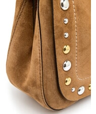 GIANNI CHIARINI HELENA ROUND Geantă cu dublă funcție din piele întoarsă caramel - Genți femei - 5