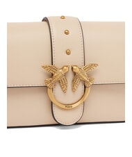 PINKO LOVE ONE SLOUCHY Geantă de umăr mini din piele bej-gri fumuriu-auriu antic - Genți femei - 3