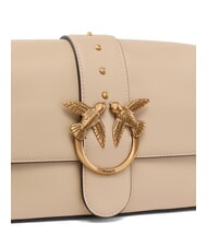 PINKO LOVE ONE CLASSIC SLOUCHY Geantă de umăr din piele bej-gri fumuriu-auriu antic - Genți femei - 3