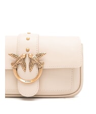 PINKO LOVE ONE POCKET Geanta de umar din piele bej-gri fumuriu-auriu antic - Genți femei - 3