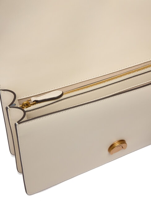 LOVE ONE CLASSIC Geantă de umăr din piele cu clapă mătase alb-aur antic - Genți femei
