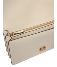 PINKO LOVE ONE CLASSIC Geantă de umăr din piele cu clapă mătase alb-aur antic - Genți femei - 4