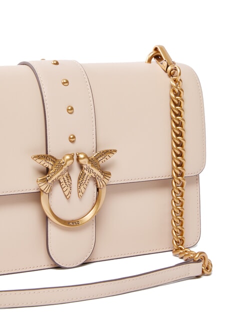 LOVE ONE CLASSIC Geantă de umăr din piele cu clapă bej-gri fumuriu-auriu antic - Genți femei