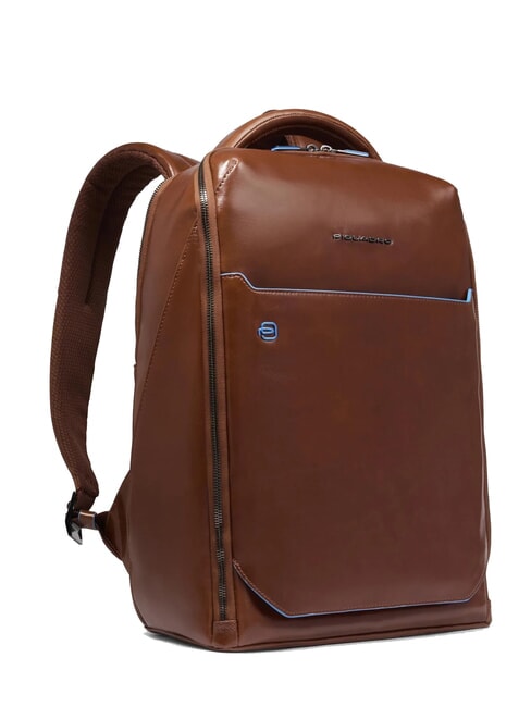 BLUE SQUARE Rucsac din piele, suport laptop 14". BROWN - Rucsacuri pentru laptop