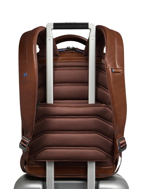 BLUE SQUARE Rucsac din piele, suport laptop 14". BROWN - Rucsacuri pentru laptop