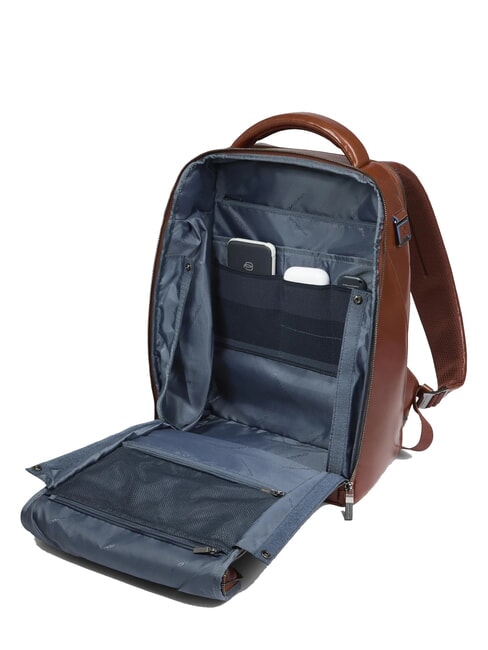 BLUE SQUARE Rucsac din piele, suport laptop 14". BROWN - Rucsacuri pentru laptop