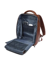 PIQUADRO BLUE SQUARE Rucsac din piele, suport laptop 14". BROWN - Rucsacuri pentru laptop - 6