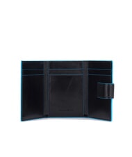 PIQUADRO BLUE SQUARE Portofel trifold din piele și monede negru - Portofele bărbați - 2