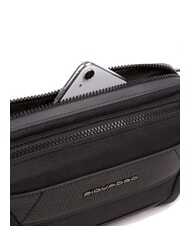 PIQUADRO TRAKAI Geanta cu curea din piele si stofa negru - Borsete de brâu - 2