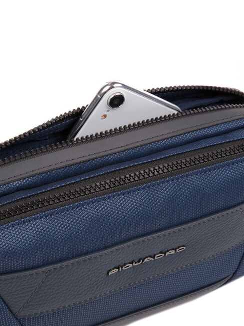 TRAKAI Geanta cu curea din piele si stofa albastru - Borsete de brâu