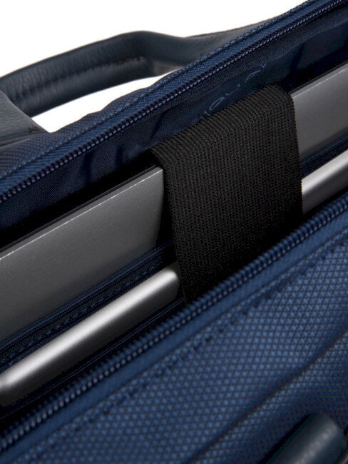 TRAKAI Servietă din piele și material pentru laptop de 14". albastru - Serviete birou