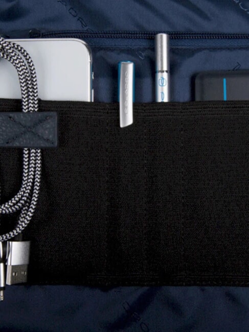 TRAKAI Servietă din piele și material pentru laptop de 14". albastru - Serviete birou