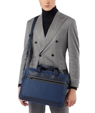 PIQUADRO TRAKAI Servietă din piele și material pentru laptop de 14". albastru - Serviete birou - 8