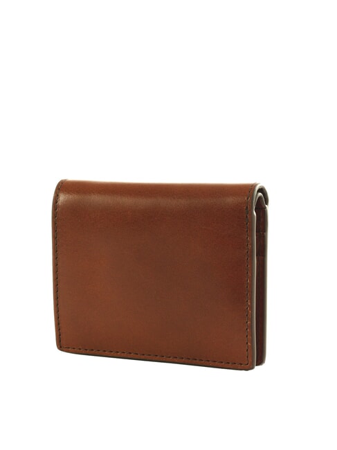 GIACOMO Portcard din piele cu clapă Maro / Ruteniu - Portofele bărbați