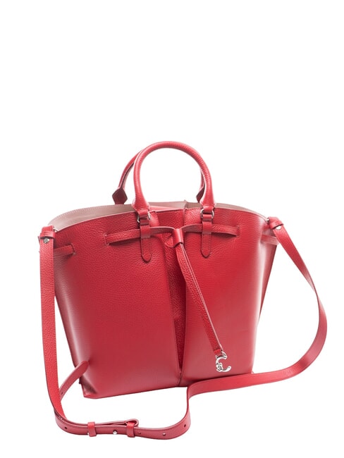 FLORES Geantă medie din piele ciocănită sangrie - Genți femei