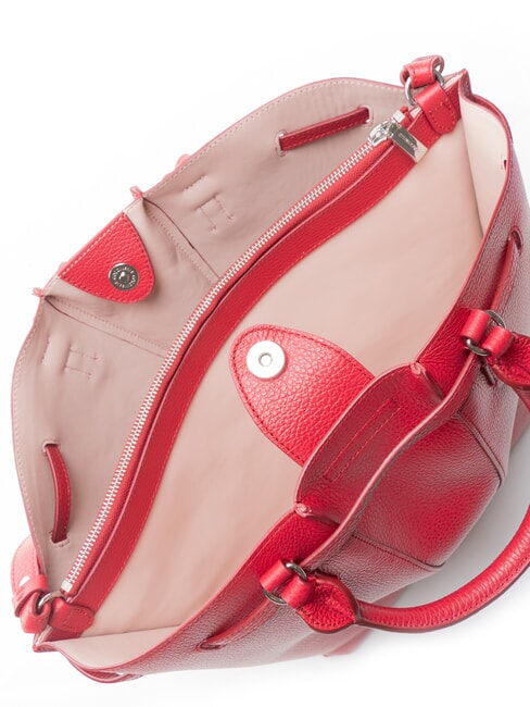 FLORES Geantă medie din piele ciocănită sangrie - Genți femei