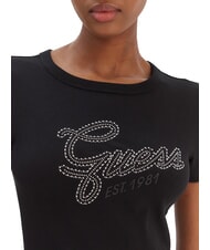 GUESS STUDS SCRIPT Tricou slim fit cu m&acirc;necă scurtă jetbla - tricou - 3