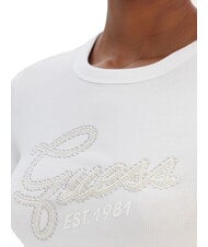 GUESS STUDS SCRIPT Tricou slim fit cu m&acirc;necă scurtă alb purpuriu - tricou - 3