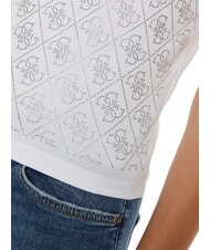 GUESS MOCK NECK ALL OVER 4G Tricou slim fit cu strasuri alb purpuriu - tricou - 4