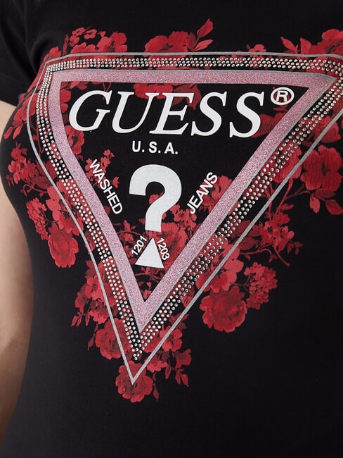 FLOWERS TRIANGLE Tricou elastic cu m&acirc;necă scurtă jetbla - tricou