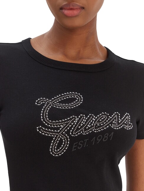 STUDS SCRIPT Tricou slim fit cu m&acirc;necă scurtă jetbla - tricou