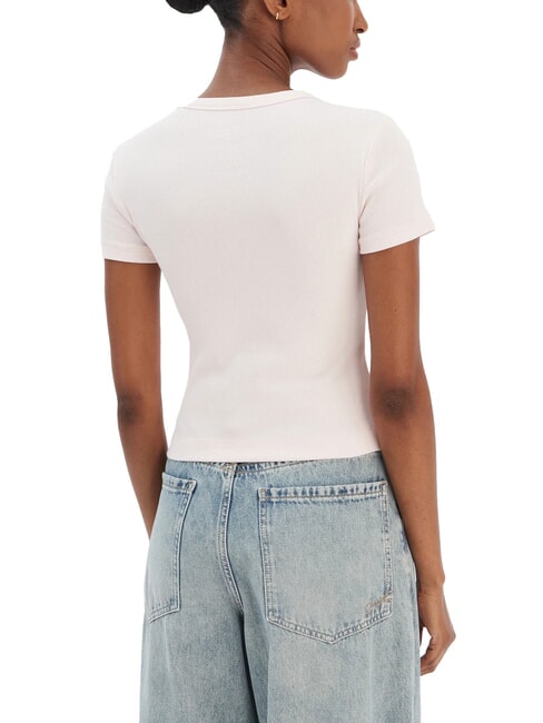 STUDS SCRIPT Tricou slim fit cu m&acirc;necă scurtă roz delicat - tricou