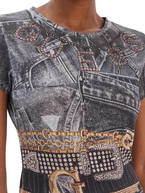 BELT WRAPPED Tricou slim fit cu imprimeu integral jet black multi - tricou