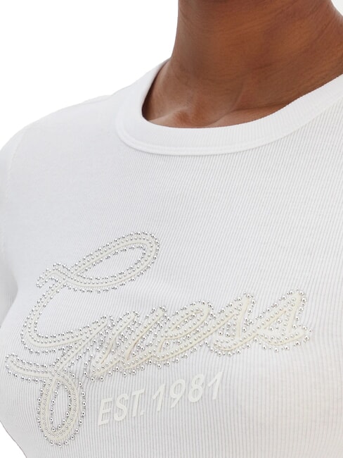 STUDS SCRIPT Tricou slim fit cu m&acirc;necă scurtă alb purpuriu - tricou