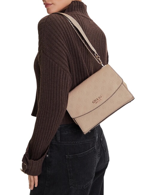 PHOEBE Geantă de umăr simplu logo taupe - Genți femei