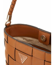 GUESS MAYLEE Geantă de umăr mini cu găleată geanta albury caramel - Genți femei - 3