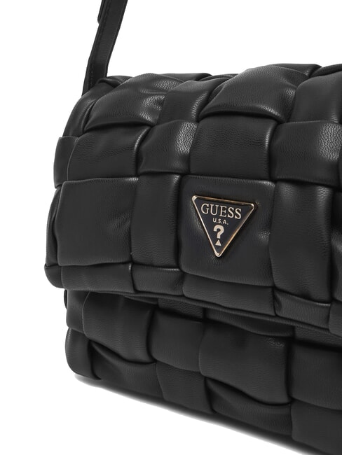 MARION Geantă de umăr țesută cu curea de umăr BLACK - Genți femei