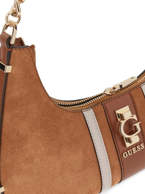 ERENIA Geantă de umăr din piele întoarsă COGNAC MULTI - Genți femei